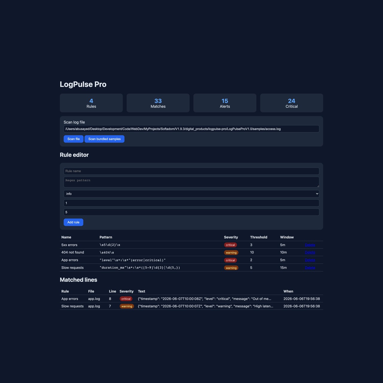 LogPulse Pro – Log Analyzer & Alerts - Software Product | Softadom